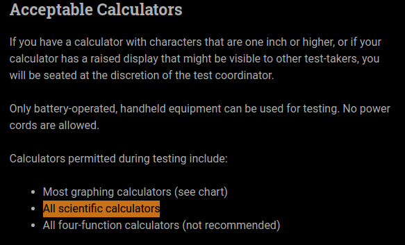 SAT Calculator Policy